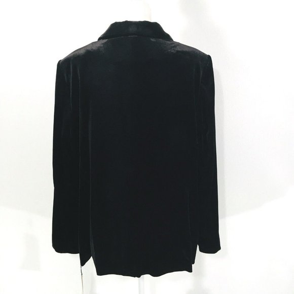 Calvin Klein Velvet Blazer Jacket Women's Plus Sz 22W Black One-Button Lined - Picture 8 of 15